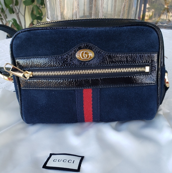 Gucci Handbags - 😍GUCCI😍OPHIDIA SHOULDER BAG IN NAVY SUEDE